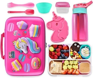 Unicorn Lunch Bag insulated lunch Box Silicone Spork Ice Pack& Water Bottle Set - Picture 1 of 7