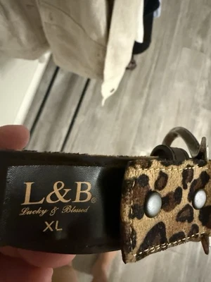 Cinturón Concho Turquesa Estampado Leopardo L&B Lucky & Blessed XL Vaquera Occidental Boho Foto 1 de 4