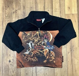 Vintage 90s Yu-Gi-Oh Fleece 1/4 Zip Kids Jacket/ Sz: Boy 5/6 (M) - Picture 1 of 5
