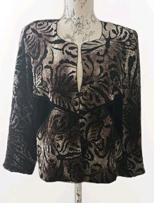 Kirsten Kang Danish Scandi Brown Black Velvet Butterfly Evening Jacket 12 Cruise - Image 1 of 4