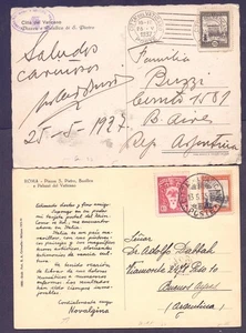 Vaticano 2 Postal a Argentina 1935 una con publicidad médica "Novalgina" - Imagen 1 de 2