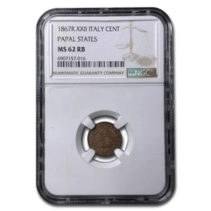 1867-R Papal States Centesimo MS-62 NGC (Red/Brown) - Picture 1 of 3