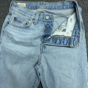 Levis 501 xx Premium Denim Jeans Women 26x31 Stripe High Waist Straight Leg Blue - Picture 1 of 19