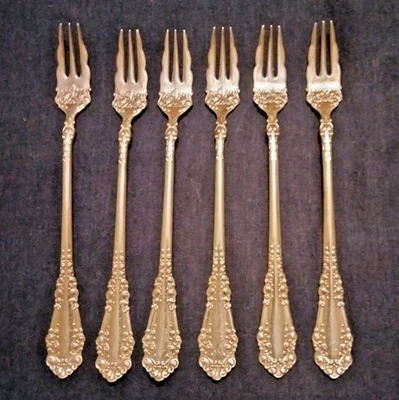 6 个镀银鸡尾酒小吃应用器海鲜叉 BERKSHIRE 1897 Rogers — 第 1/4 张图片