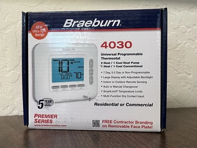 Termostato Programable Universal Braeburn 4030 2H/1C con Contacto Seco Nuevo en Caja Foto 1 de 4