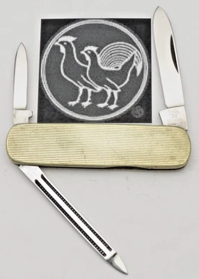 Vintage HEN & ROOSTER Solingen Tiny Lobster Penknife Patterned Brass Near Mint - Image 1 of 4