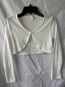 Knit Works Girls Ivory Long Sleeve Cropped Cardigan Size 10 - Picture 1 of 5