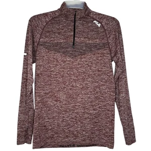 Fila Sport Mens Running Fitted 1/4 Zip Burgundy Lightweight Pull Over Medium - Picture 1 of 4