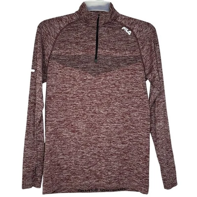 Fila Sport Mens Running Fitted 1/4 Zip Burgundy Lightweight Pull Over Medium - Image 1 of 4