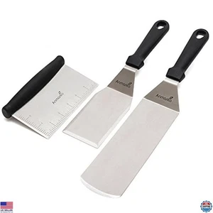 Stainless Steel Metal Spatula Set of 3 - Heavy Duty Griddle BBQ Grill Tools - Picture 1 of 6