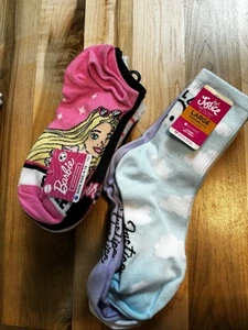 Girls Lot Of 2Packs Socks Justice & Barbie Sz Large Shoes Sz 4-10 (9 Pairstotal) - Picture 1 of 3