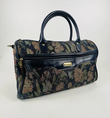 Bolso de hombro vintage Jaguar tapiz para pasar la noche alfombra equipaje azul floral Foto 1 de 4