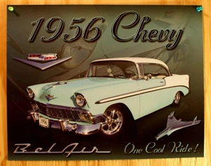 Insegna in latta Chevy 1956 Bel Air, 16" W X 12,5" H - Foto 1 di 1