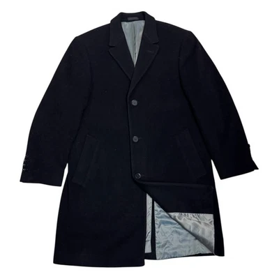 Casaco trincheira masculino CALVIN KLEIN lã e cashmere preto negócios casual ervilha 40R  - Imagem 1 de 4