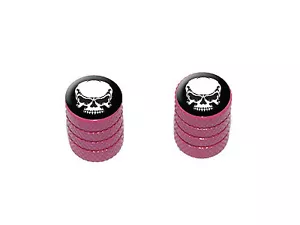 Tribal Skull on Black - Tire Valve Stem Caps - Motorcycle Bike - Pink - Imagen 1 de 1