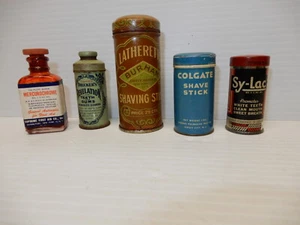ANTIQUE HYGEINE TINS SHAVING STICK, TOOTH POLISH, ETC - Picture 1 of 3