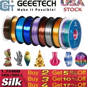 Impresora 3D Geeetech Filamento Seda PLA 1.75mm 1KG/Rollo Multicolor Brillante PLA EE. UU. - Imagen 1 de 27