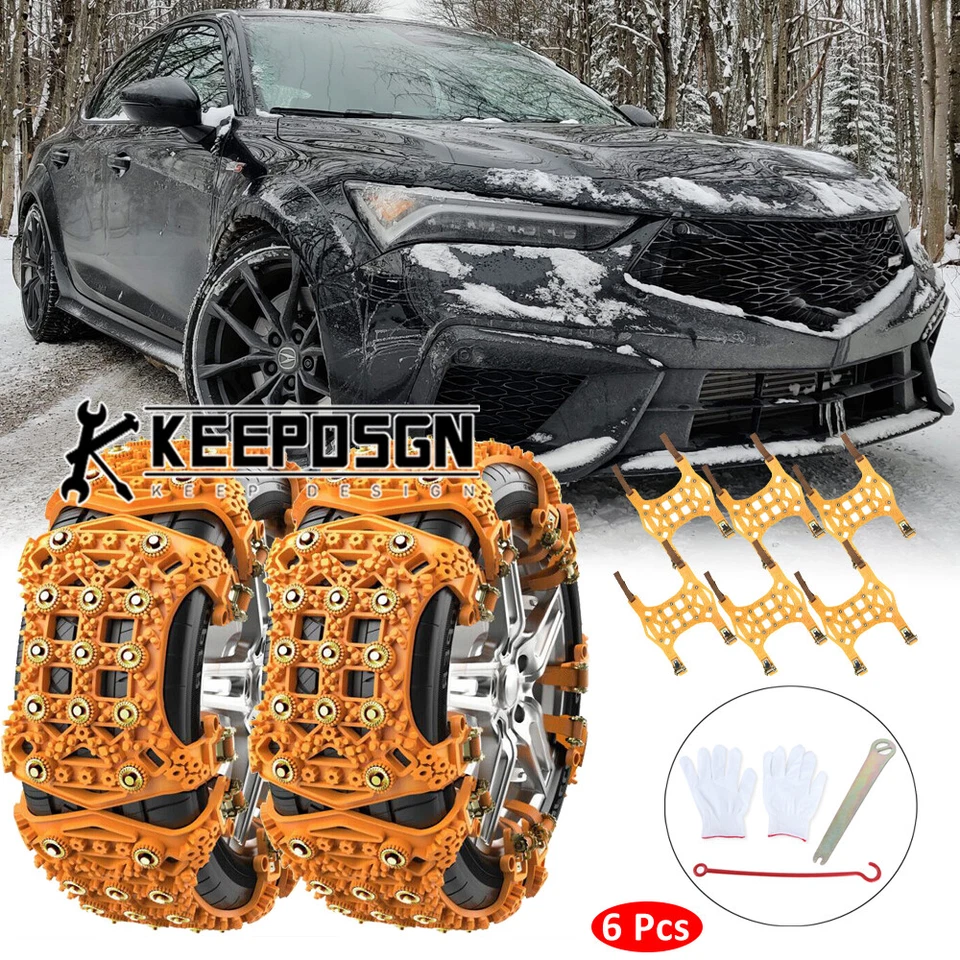 Para Acura Integra 6 piezas Rueda Coche Nieve Neumático Cadena Antideslizante Invierno Seguro de Emergencia Foto 1 de 4