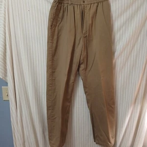 Haband Ice House Mens 36 XL Flannel Lined P Slacks Tan Elastic Waist 32" inseam - Picture 1 of 19