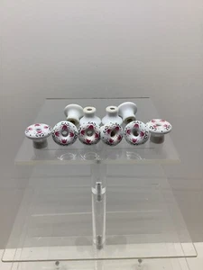 Lot of 10 small vintage ceramic cabinet/furniture knobs floral design .75” EUC - Picture 1 of 6