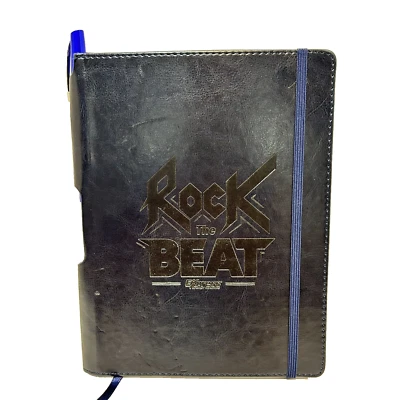 Diario de notas Rock the Beat Express de colección de cuero sintético negro con bolígrafo 9,5 x 7,5" Foto 1 de 4