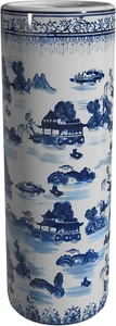 24" Landscape Blue & White Porcelain Umbrella Stand - Picture 1 of 7