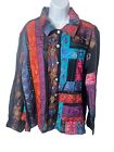 VTG Chicos Women 3 XL Colorful Patchwork Embroidered Boho Beaded