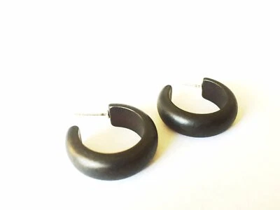 Black Matte Small Simple Lucite Hoop Earrings - Image 1 of 4