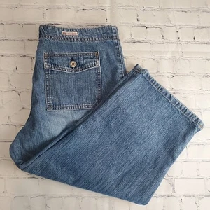 Hydraulic Women's Denim Capris Size 13 Medium Wash Pockets Drawstring Cropped - Picture 1 of 10