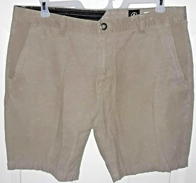 Volcom True to This Pin Stripe Tan Skate Shorts Men 38 8  - Image 1 of 4