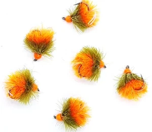 Supersoft Orange Olive Hothead Orange Blob Sz6 Trout Fly Fishing Flies Lures - Picture 1 of 1