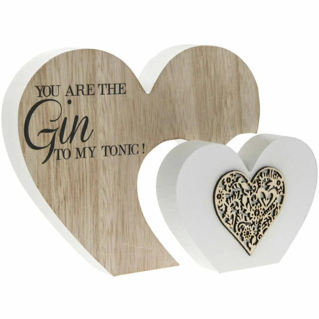 Doble Madera Corazón Gin Oranament: You are the gin to my tonic EN CAJA REINO UNIDO Foto 1 de 1