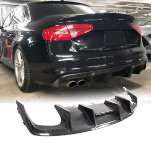 For Audi A4 S-line S4 B8.5 13-16 Carbon Fiber Rear Bumper Diffuser Lip body kit - Picture 1 of 22