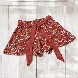 LOFT Outlet High Rise Shorts Pull On Womens Sz M Floral Orange Rust Fall Theme - Picture 1 of 12