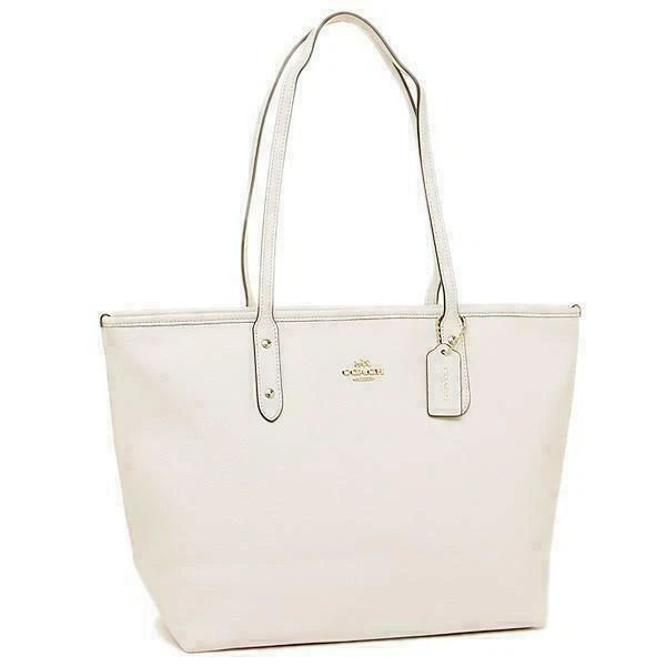 Coach F58846 Crossgrain City Zip Top Tote Handbag - Chalk