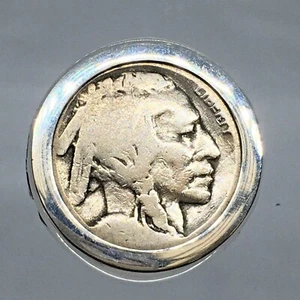 US Coin Indian Head Buffalo Nickel 925 Sterling Silver Ring Tomahawk Arrow - Picture 1 of 8