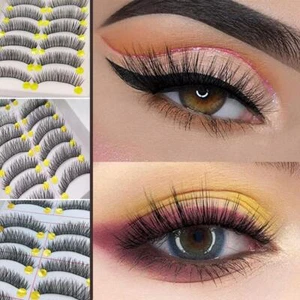 10 Pairs Natural False Eyelashes Thick Crossing Eyelashes^ V7S1 - Picture 1 of 27