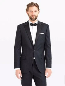 J.CREW LUDLOW TUXEDO JACKET IN ITALIAN WOOL FLANNEL SIZE 40/R DARK CHARCOAL $525 - Picture 1 of 9
