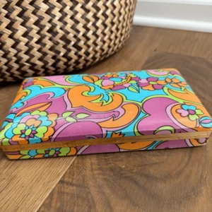 Vintage 60s Floral Mod Mele Jewelry Box Psychedelic Hippie Ring Earring Holder - Picture 1 of 9