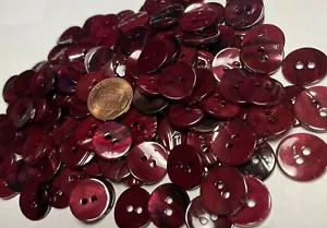 8 Glossy Dyed Burgundy Red Abalone Natural Shell Buttons Almost 5/8" 15mm 12793 - Picture 1 of 7