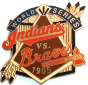 PIN BRAVES RARO DE COLECCIÓN 1995 Atlanta Brave World Series vs Cleveland Indians Pin - Imagen 1 de 3