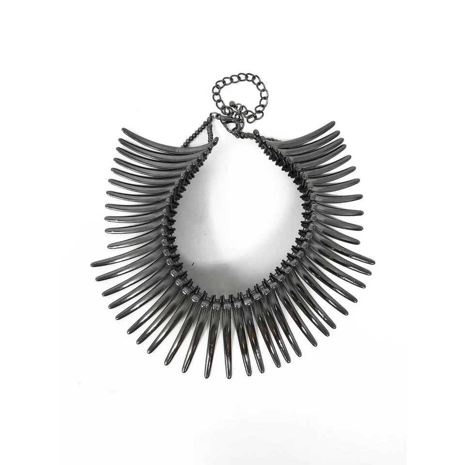 CHOKER Necklace Bones Of My Exes Gunmetal Grey Statement - Image 1 of 3