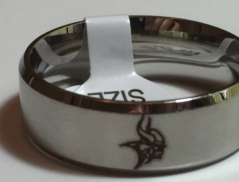 New Minnesota Vikings Silver Tone Stainless Steel Engraved Ring Sizes 6 - 13 Cover