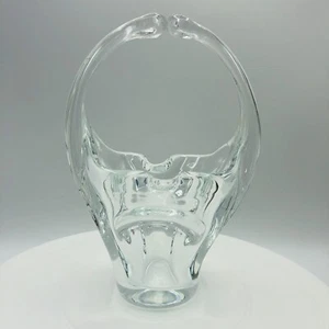 Vintage Korb Vase mundgeblasen Kunstglas klar geteilter Henkel - Bild 1 von 12