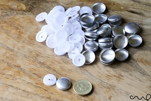 50 sets x 30L Button Blanks Cover Non Astor White Metal Plastic 19mm Sewing - Bild 1 von 5