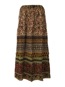 Ladies Skirt Floral Paisley Indian Classic Print Full Length Rayon - Picture 1 of 4