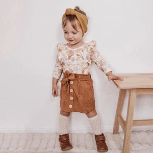 Toddler Baby Girl Skirts Set Long Sleeve Tops+Skirt+Headband Fall Spring Clothes - Picture 1 of 7