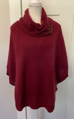 Tyler Boe Mujer Cachemir PONCHO Capa SUÉTER Manga 3/4 Borgoña Talla L Foto 1 de 4