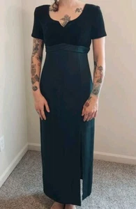 Vintage Liz Claiborne Night Forest Green with Velvet Top Empire Waist Dress - Picture 1 of 10
