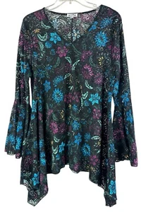 Gathy Womens Floral Whimsigoth Fairy Grunge XL Flutter Sleeve Asymmetrical - Picture 1 of 9